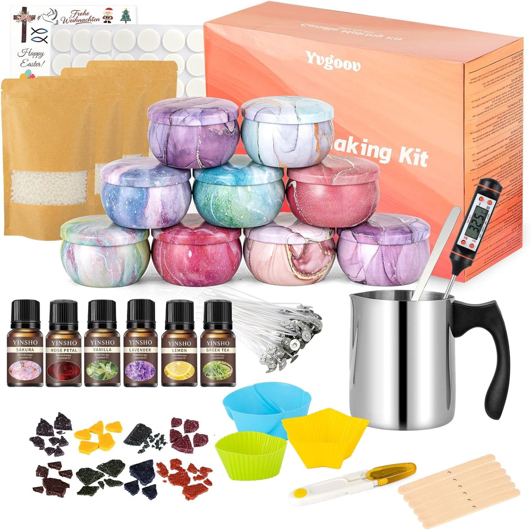 Yvgoov DIY Candle Making Kit Soy Wax, Fragrance Oils DIY Kit Craft Kit Adults Women Gift colorful Ma