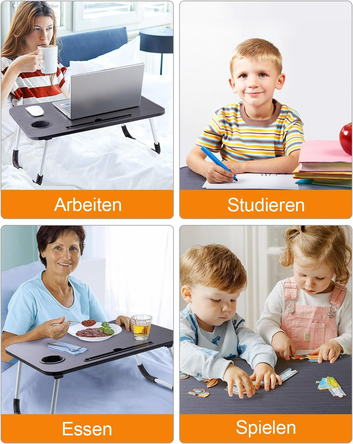 Youyijia Laptoptisch Betttablett Tablet-Ständer & Becherhalter – Laptop Tisch für Bett, Sofa & Boden