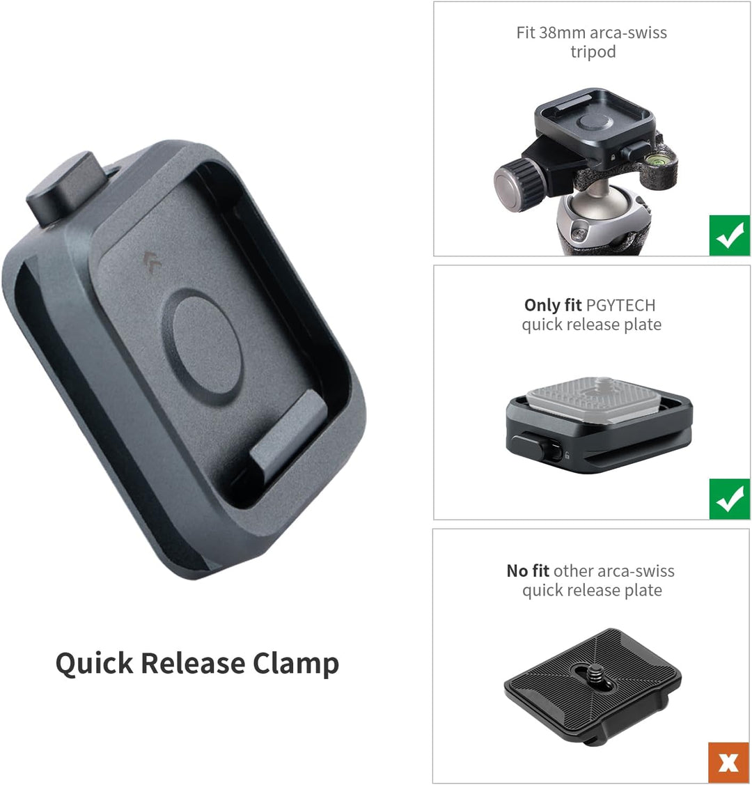 PGYTECH SnapLock Kamera Schnellwechselplatte, mit 1/4” und 3/8” Gewindebohrungen, Arca Swiss Schnitt