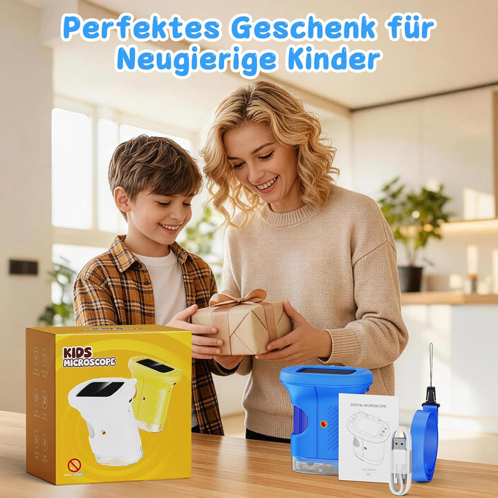 Mikroskop für Kinder 1000x, Tragbares Mikroskop Kinder (Blau), Blau