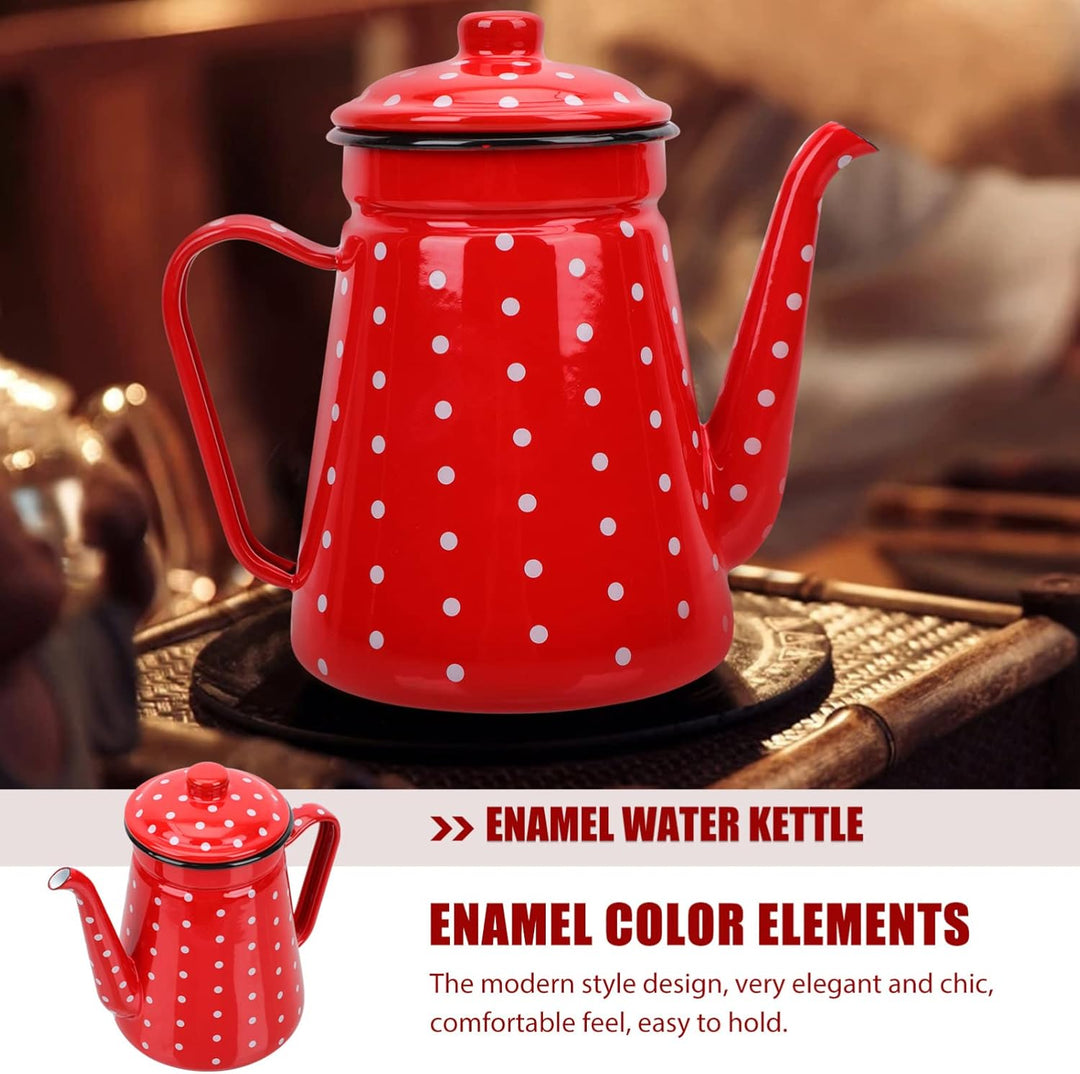 TOPBATHY Emaille-Kaffeekanne, Teekanne: Übergiessen von Milch, Wasserkrug, 1,5 l, Barista-Teekanne,