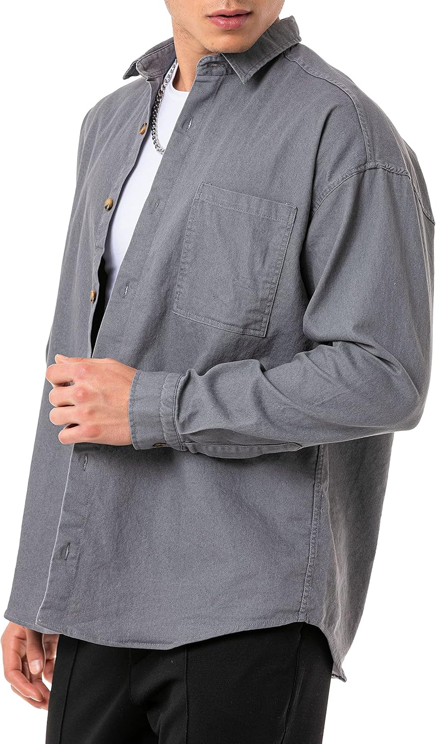 Red Bridge Herren Hemd Jeanshemd Premium Denim Oversized Wide Cut S Grau, S Grau