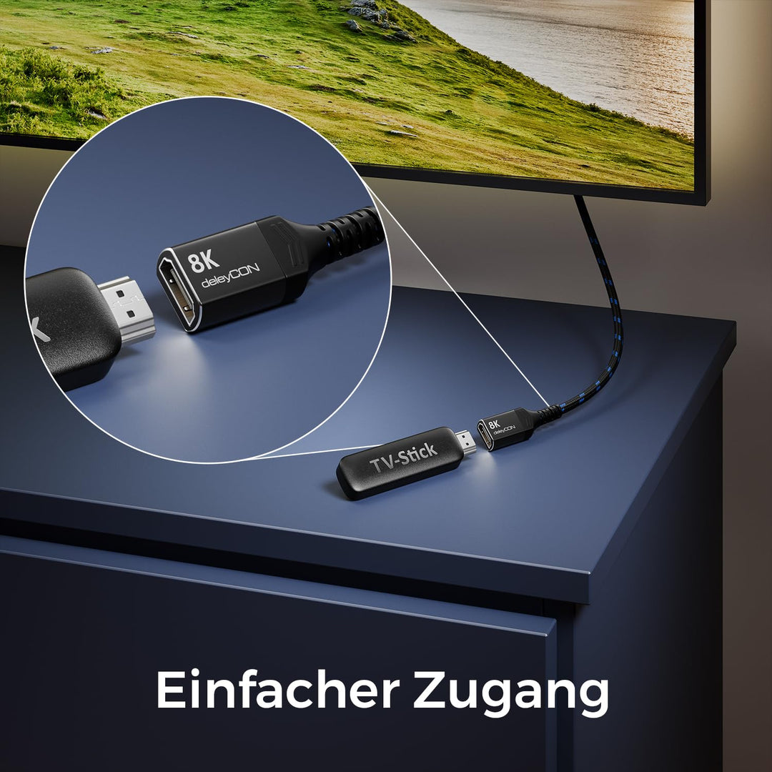 deleyCON 5m 8K HDMI 2.1 Verlängerungskabel - für TV, Monitor, PS4, PS5, Xbox, Dolby Atmos Soundbar e