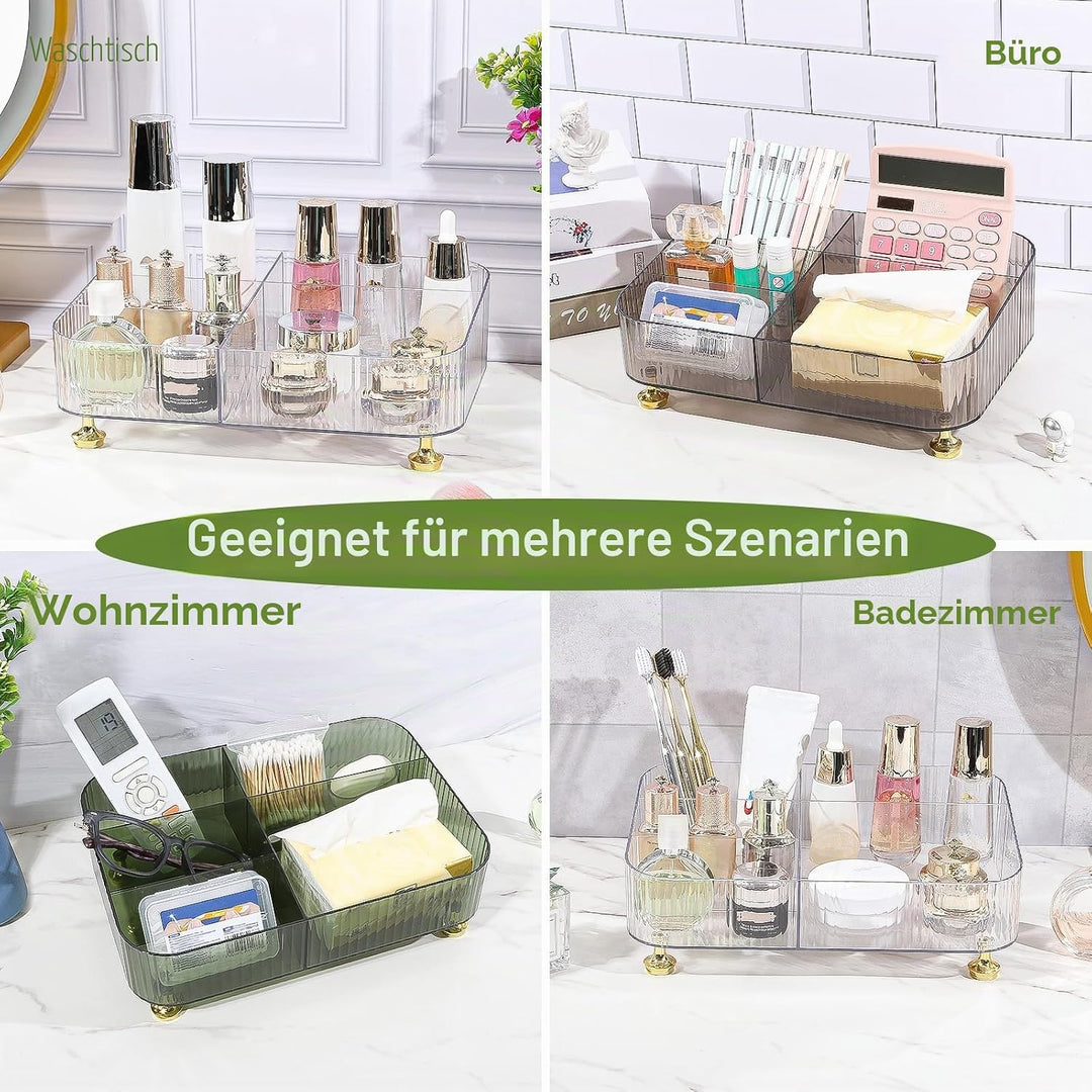 DASITON Make Up Kosmetik Organizer Acryl, 5 Fächer Schmink Aufbewahrung für Pinsel, Lippenstift, Par