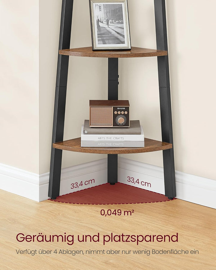 VASAGLE Eckregal, Bücherregal mit 4 Ebenen, Leiterregal, Aufbewahrungsregal, Pflanzenregal für Wohnz