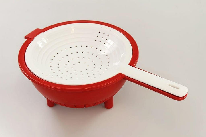 TUPPERWARE Saladin Sieb + Abtropfsieb Küchenhelfer rot-weiss 10033