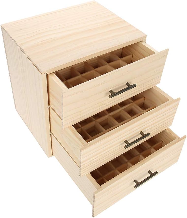 Dioche Holz-Aufbewahrungsbox für ätherische Öle, 90 Fächer, dreistufig, für ätherische Öle, mit hera
