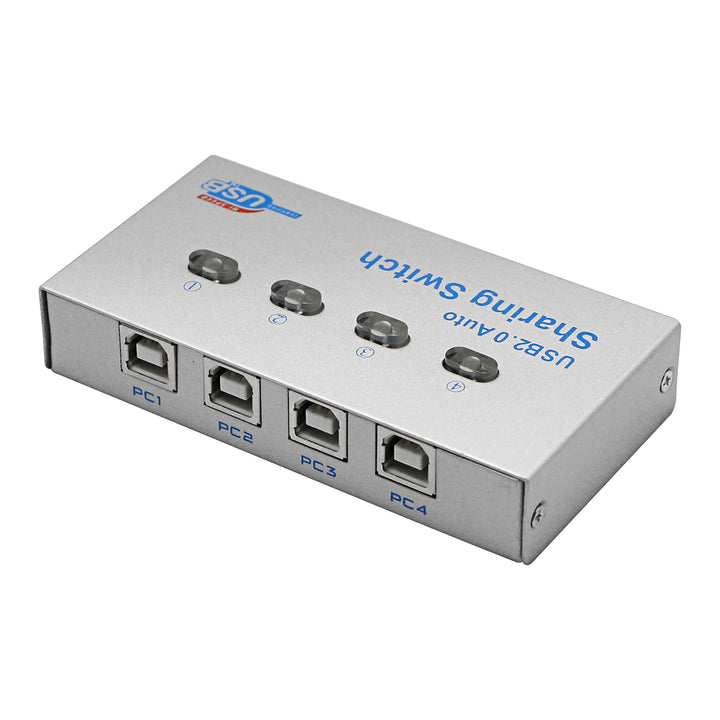 SinLoon Drucker-Splitter, USB-Drucker Sharing Switch, 4 Ports, 4 PC Share 1 USB-Gerät, High-Speed Sh