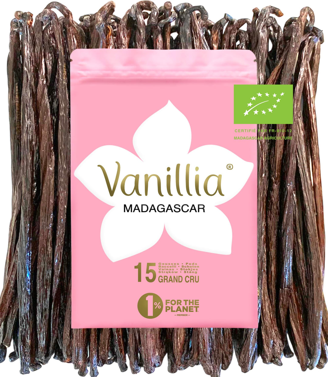 15 Vanilleschoten • BIO-Vanille aus Madagaskar • Grand-Cru-Qualität • Beutel FreshZIP, 15
