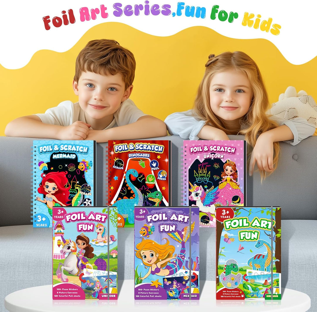 Lustiges Folien-Kunst-Set für Kinder, Einhorn und Prinzessin, Folienkunst für Kinder, Kunst-Bastelse