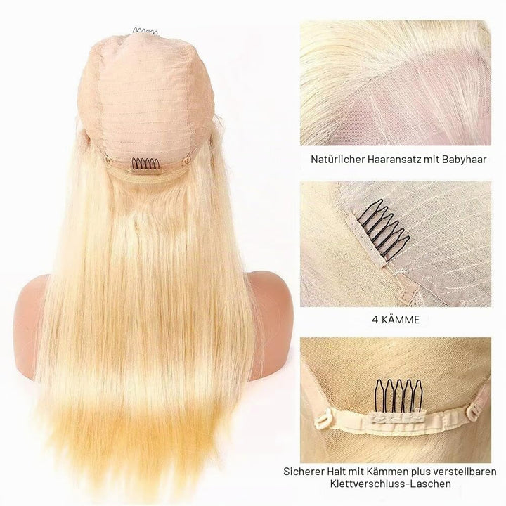 613 Blond Echthaar Perücke 13x4 Lace Frontal Wig Human Hair Perücke Blond Pre Plucked with Baby Hair