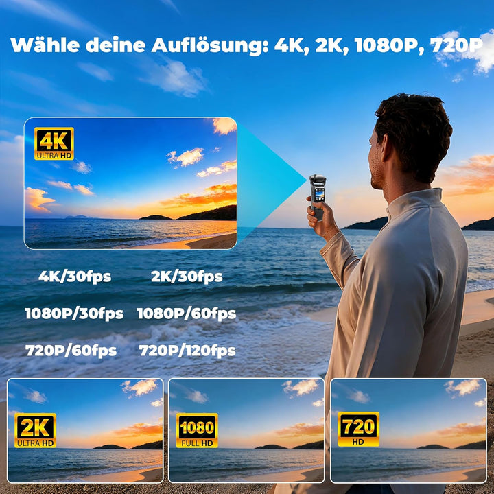 4K Körperkamera Bodycam, WiFi Vlog Kamera, Touchscreen Action Cam mit Langer Akkulaufzeit, Verwacklu