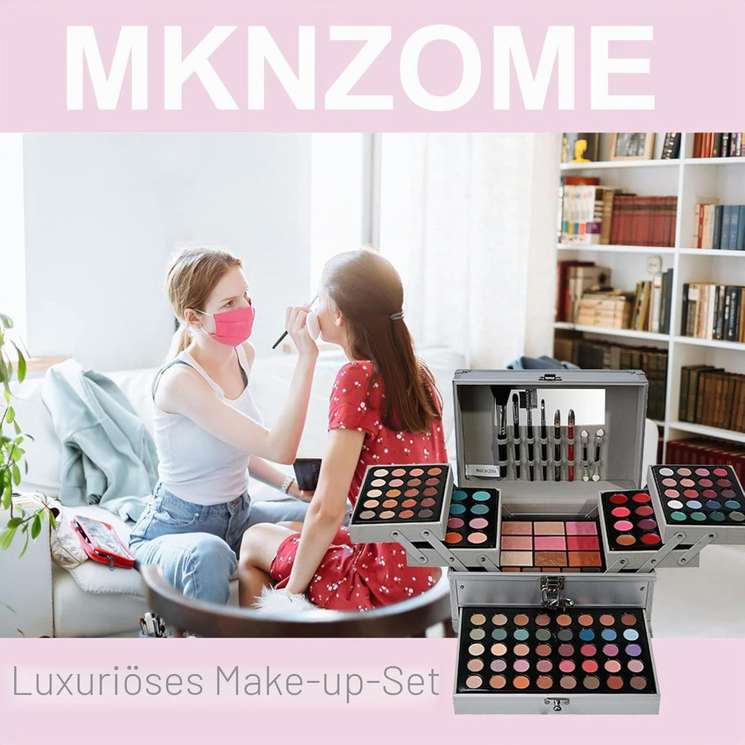 MKNZOME Schminkkasten Make-Up Set, Professionelles Kosmetische Schmink Set mit Lidschatten Lippenglo