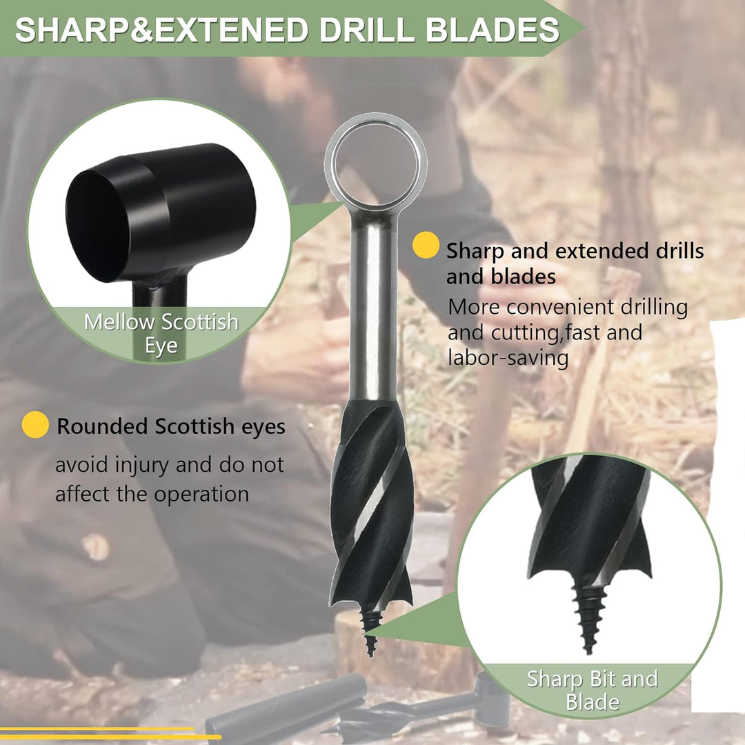 Handbohrer Outdoor-Bushcraft manueller Schraubenschlüssel, Handbohrer Bushcraft Set mit Holster & Bl