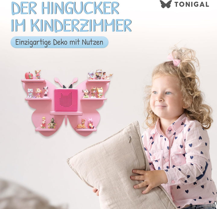 Tonie Regal Schmetterling mit Platz für bis zu 35 Tonie Figuren, Toniebox & Ladestation I Magnetisch