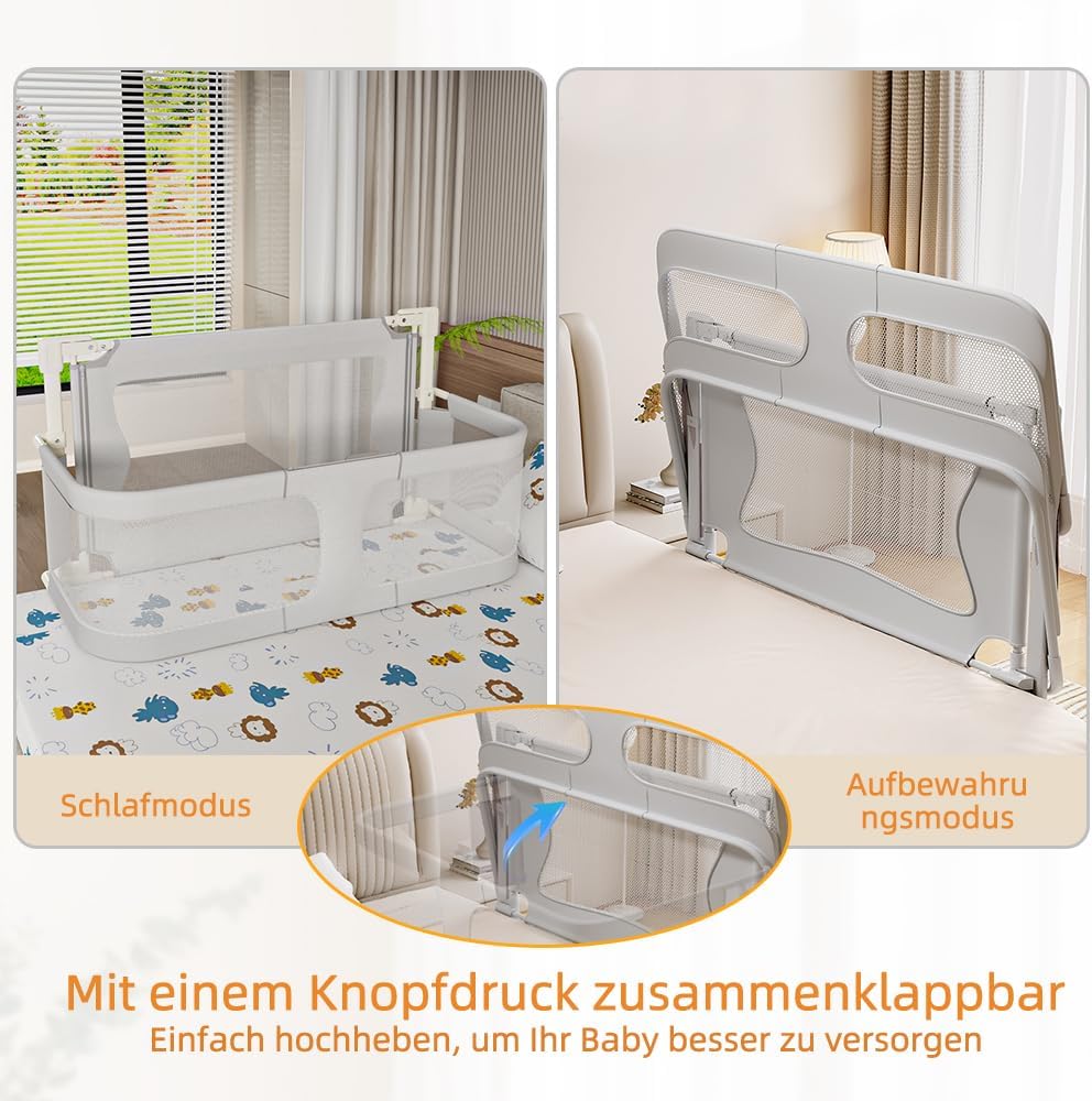 homewell Bettgitter, gemeinsames Schlafen, Bettschutzgitter Kinderbettgitter für Kinder Babybettgitt