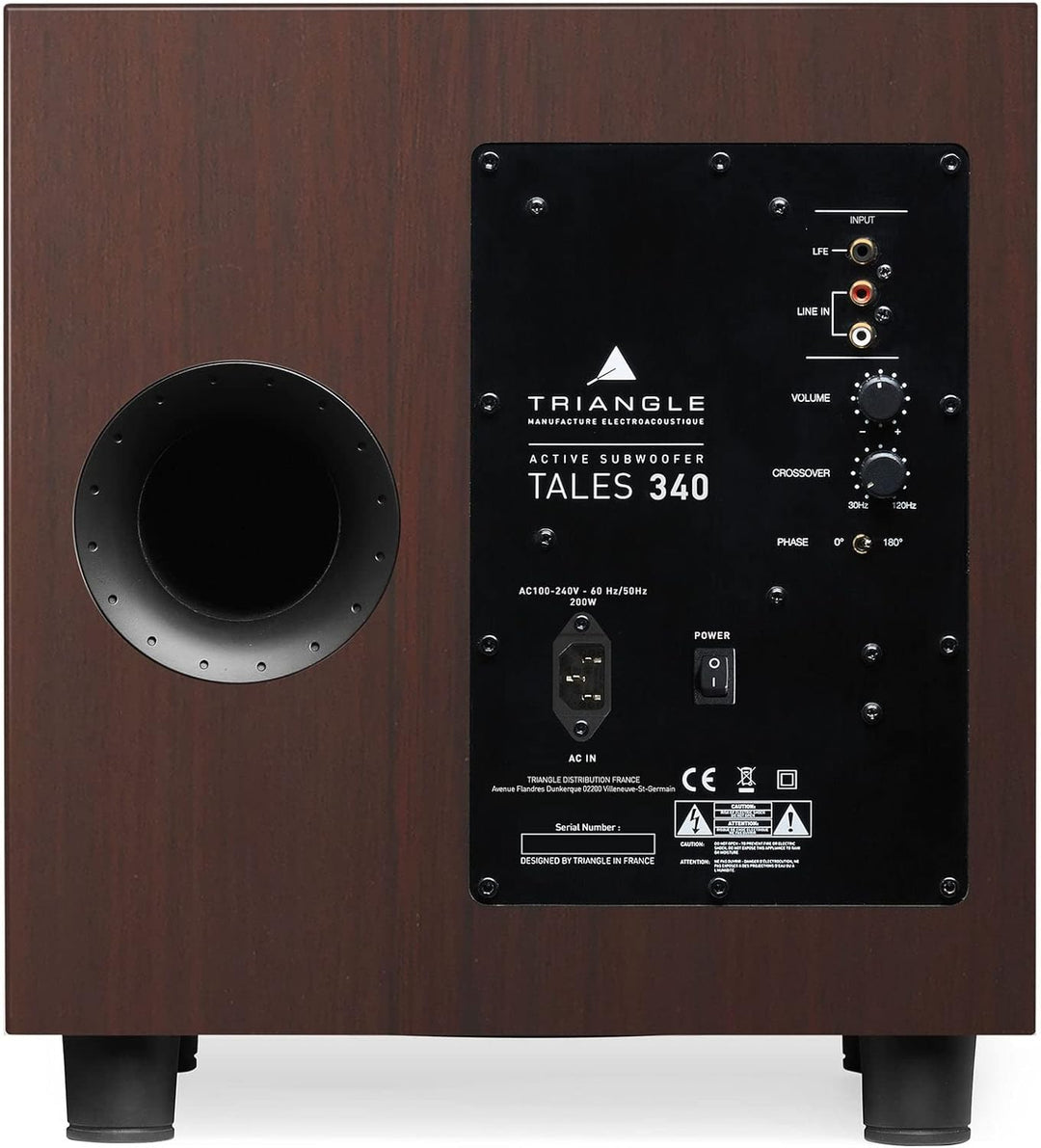 TRIANGLE – Tales 340 Subwoofer mit 200W Verstärker – Bassreflex – 25 cm Lautsprecher – Cinch/LFE-Ein