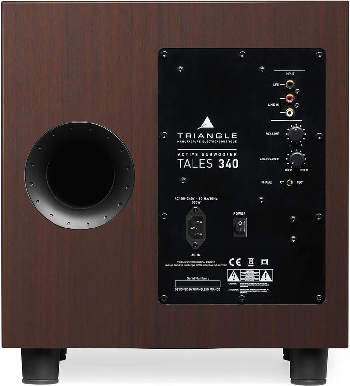 TRIANGLE – Tales 340 Subwoofer mit 200W Verstärker – Bassreflex – 25 cm Lautsprecher – Cinch/LFE-Ein
