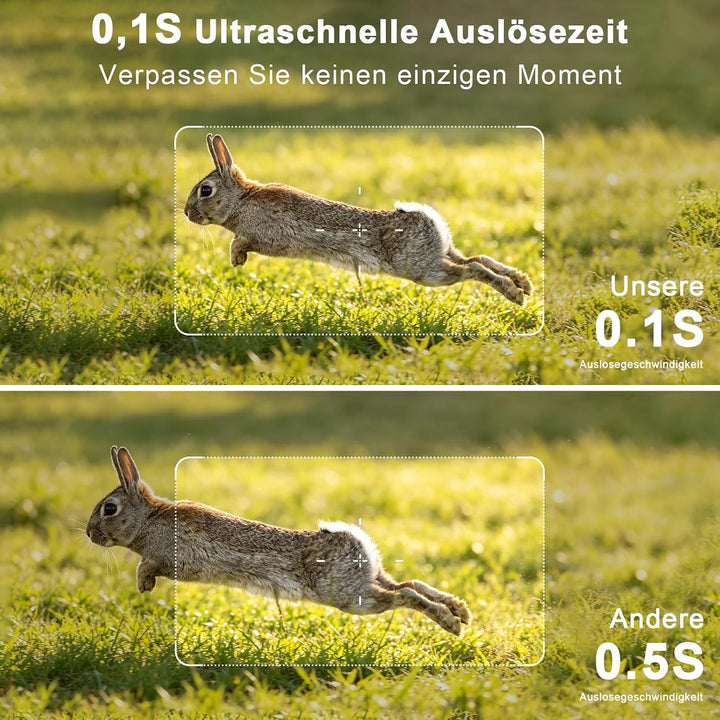 Wildkamera WLAN 5K/64MP mit Wiederaufladbare 10000mAh Akku | Wildtierkamera Solar, Handyübertragung