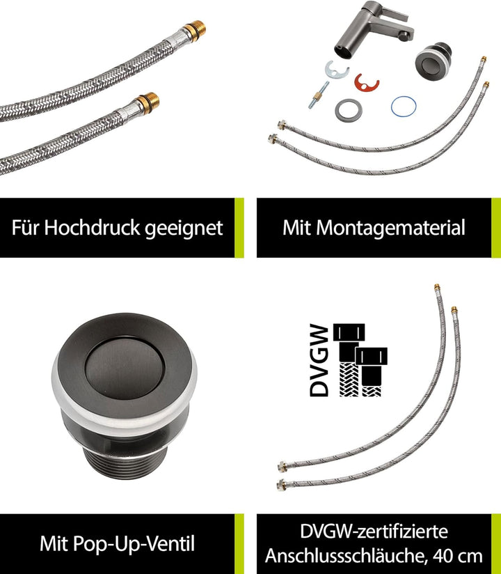 aquaSu® Waschtischarmatur Onara, mit Wasserspar-Kartusche, Kosten-sparende Kaltwassermittelstellung,