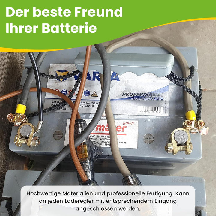 Offgridtec Batteriekabel mit Flachsicherungshalter, 30 A Sicherung und Batteriepolklemmen, 1,5 m, 8-