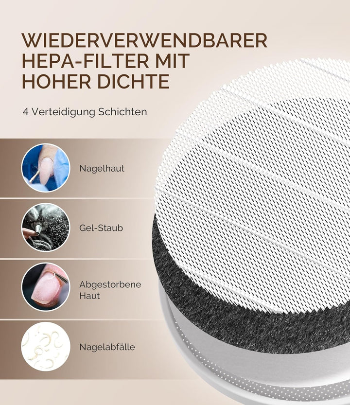 MelodySusie Staubabsaugung für Nägel, HPro Kompaktes Vakuum Professionell Nagelstaubsauger mit Filte