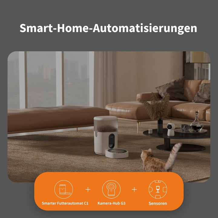 Aqara Smarter Futterautomat C1, ERFORDERT AQARA Zigbee 3.0 HUB, Futterautomat für Katzen und Hunde,