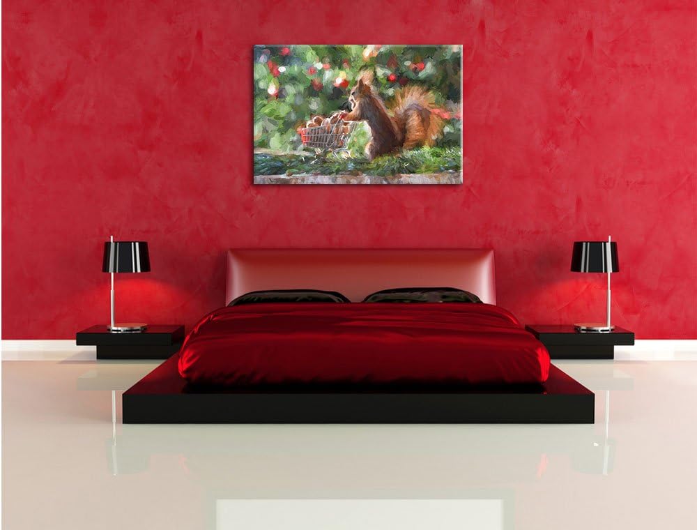 Pixxprint Eichhörnchen als Leinwandbild/Grösse: 100x70 / Wandbild/Kunstdruck/fertig bespannt, 100x70
