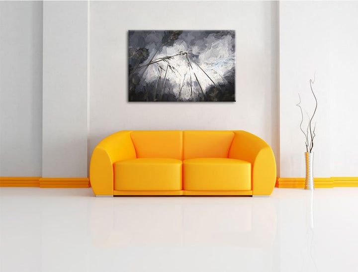 Düsteres Gras vorm Regen Deluxe Format: 100x70 cm auf Leinwand, XXL riesige Bilder fertig gerahmt mi