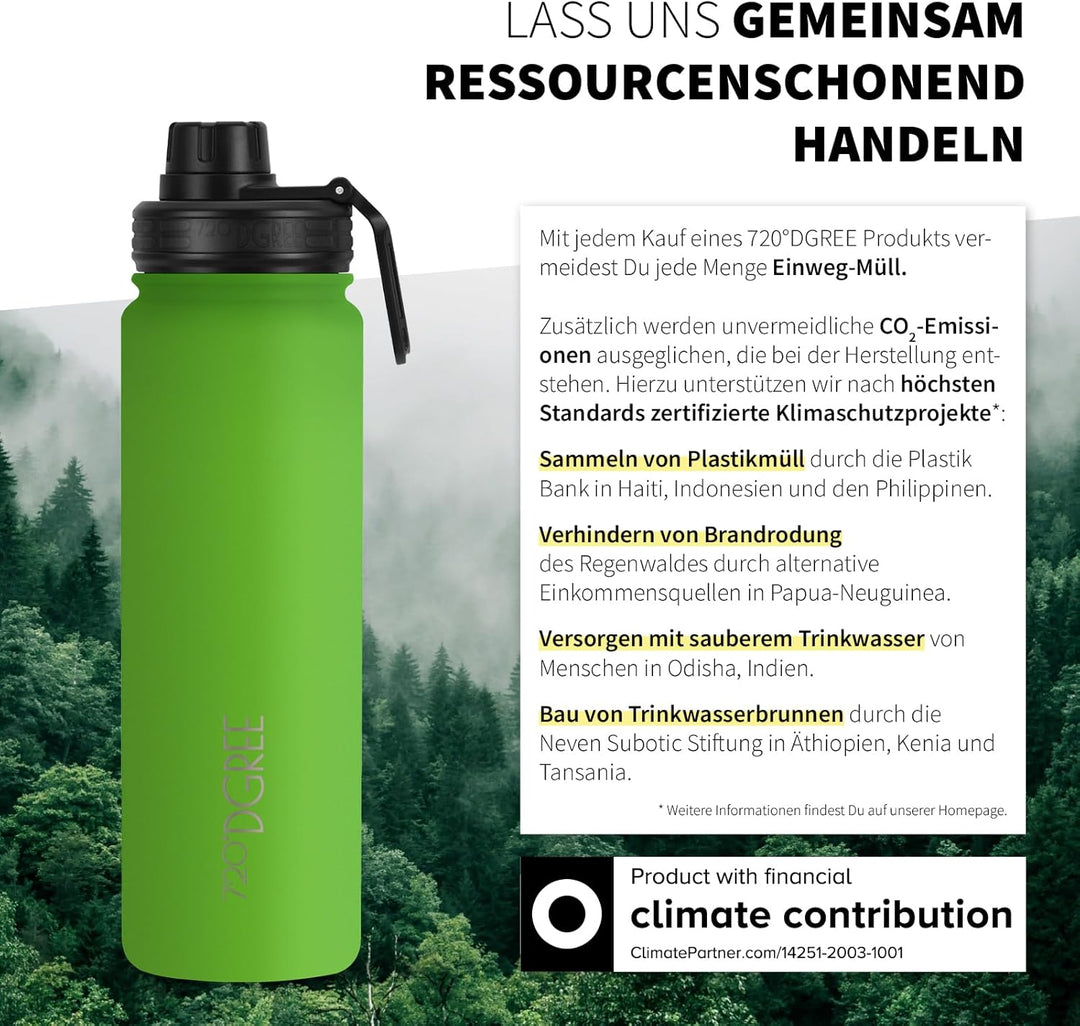 720°DGREE Edelstahl Thermo Trinkflasche 710ml “noLimit” +Früchtebehälter - Auslaufsicher, Kohlensäur