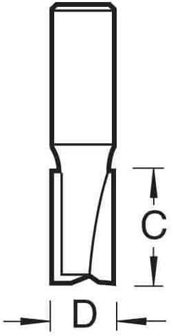 Trend Trade Zweischneidiger Fräser, 8 mm Schaft, 6 mm Schnittdurchmesser, 16 mm Schnittlänge, Hartme