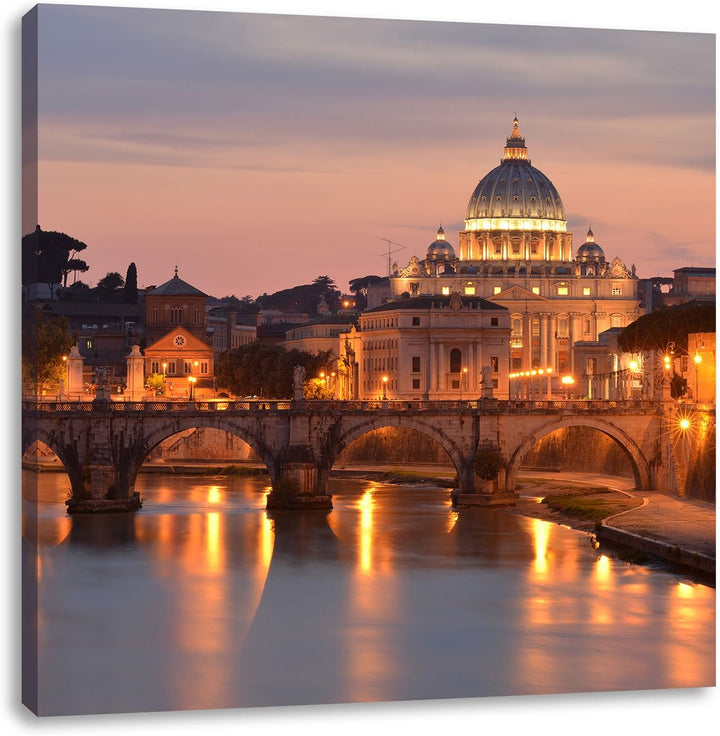 Pixxprint Vatikan Petersplatz als Leinwandbild/Grösse: 70x70 cm/Wandbild/Kunstdruck/fertig bespannt,