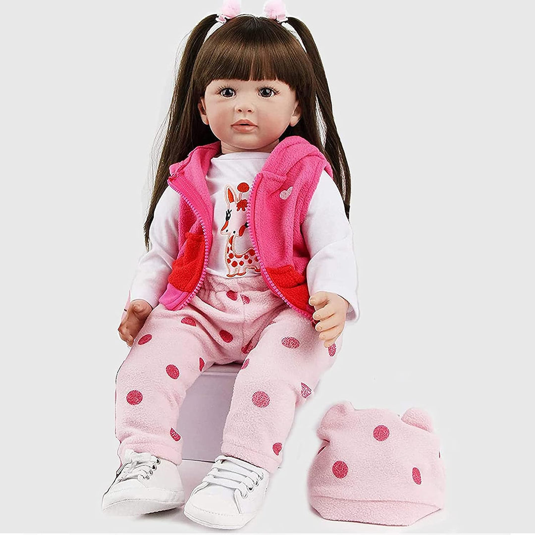 ZIYIUI Simulation Reborn Baby-Puppe 24 Zoll 60 cm Reborn Babys Mädchen Weiche Vinyl Silikon Lebensec