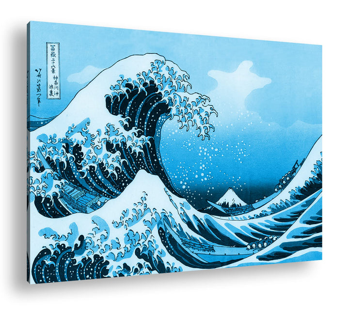 deyoli farbige Zeichnung einer Welle Format 80x60 Effekt: Monocrome Blau als Leinwandbild, Motiv fer