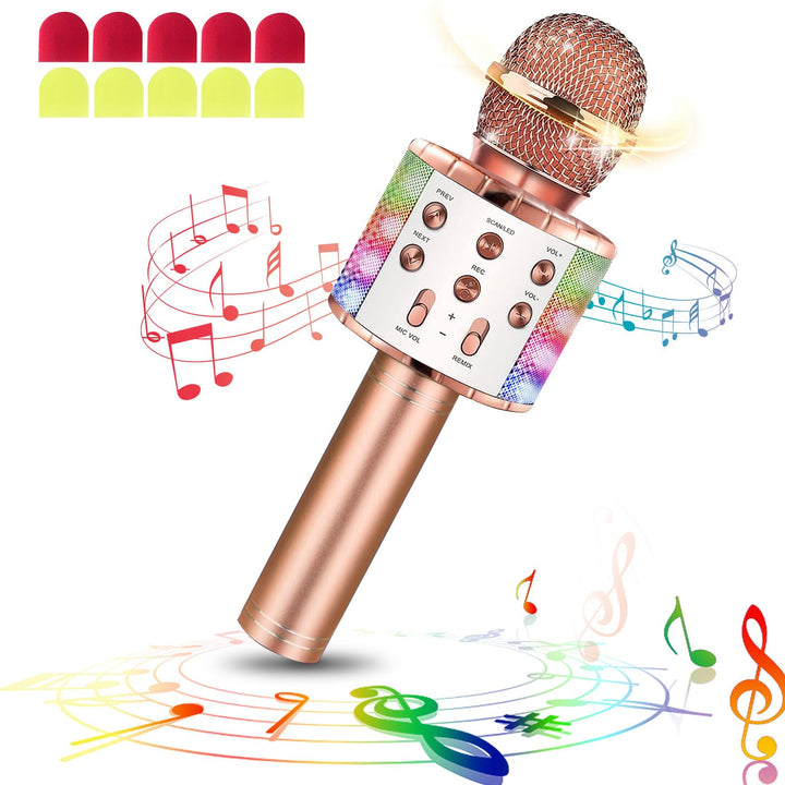 Drahtloses Bluetooth Mikrofon Karaoke Mit LED-Leuchten Tragbare Handheld Singen Karaoke Lautsprecher