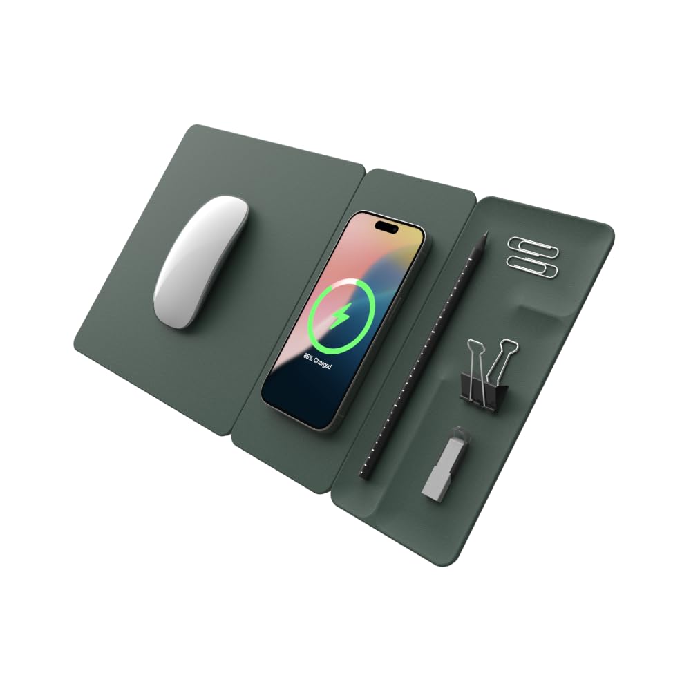 POUT H3 SplitMax – 3-in-1 kabelloses Lade-Mauspad – schnelles kabelloses Qi-Ladegerät/Mauspad-Matte/