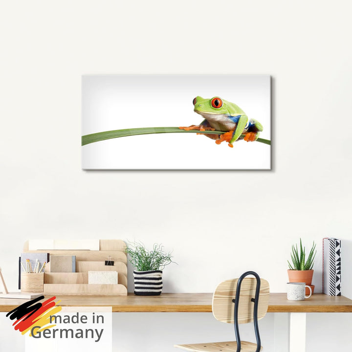 ARTland Glasbilder Wandbild Glas Bild einteilig 60x30 cm Querformat Natur Tiere Frosch Laubfrosch Bl