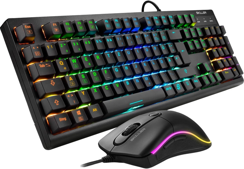Sharkoon Skiller SGB30 Red Gaming Set, Skiller SGK30 Mechanische Gaming Tastatur mit roten Schaltern