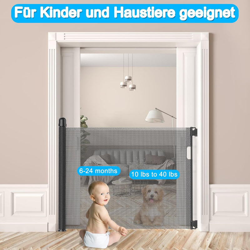 YARDIN Treppenschutzgitter Ausziehbar Türschutzgitter 0-150cm für Babys & Haustiere, Treppengitter A