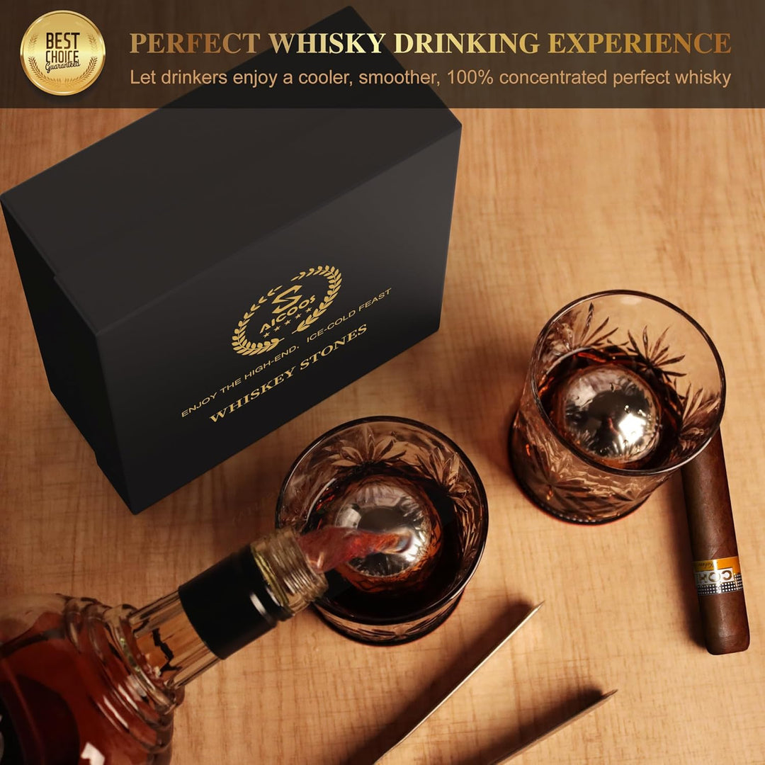 Geschenke für Männer - Eiswürfel Edelstahl Wiederverwendbare Metall Whisky Steine für Jahrestag Und