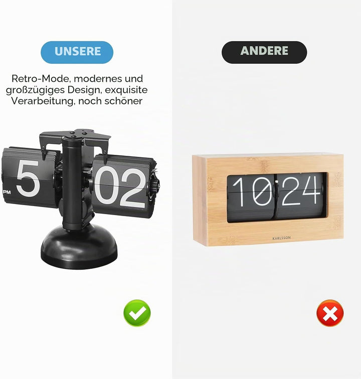 Retro Vintage Design Auto Flip Clock Desk Clock,Flip Desk Clock, Retro Digital Flip Down Clock, Mute