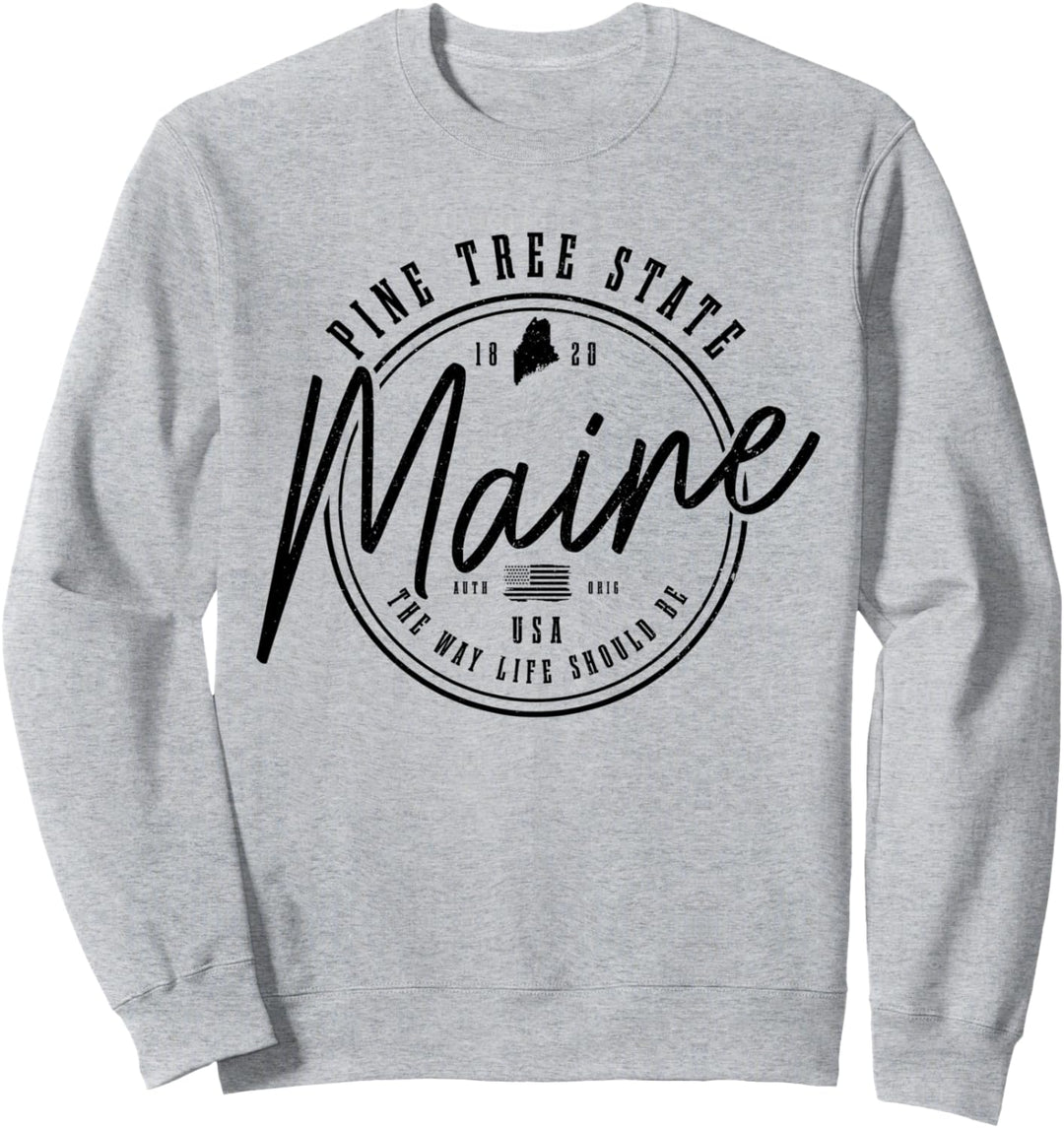 Maine Pine Tree State Vintage USA Amerika Souvenir Sweatshirt