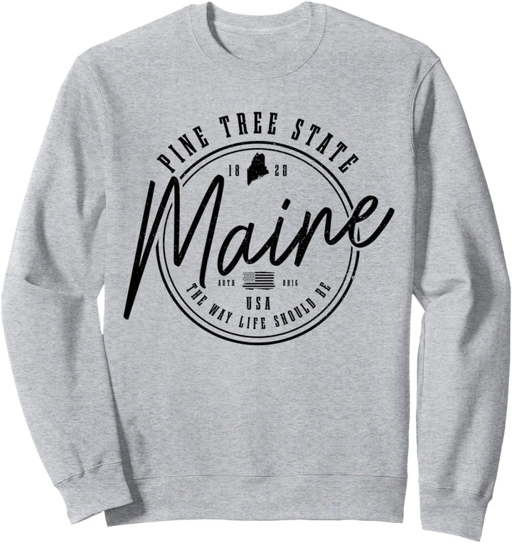 Maine Pine Tree State Vintage USA Amerika Souvenir Sweatshirt
