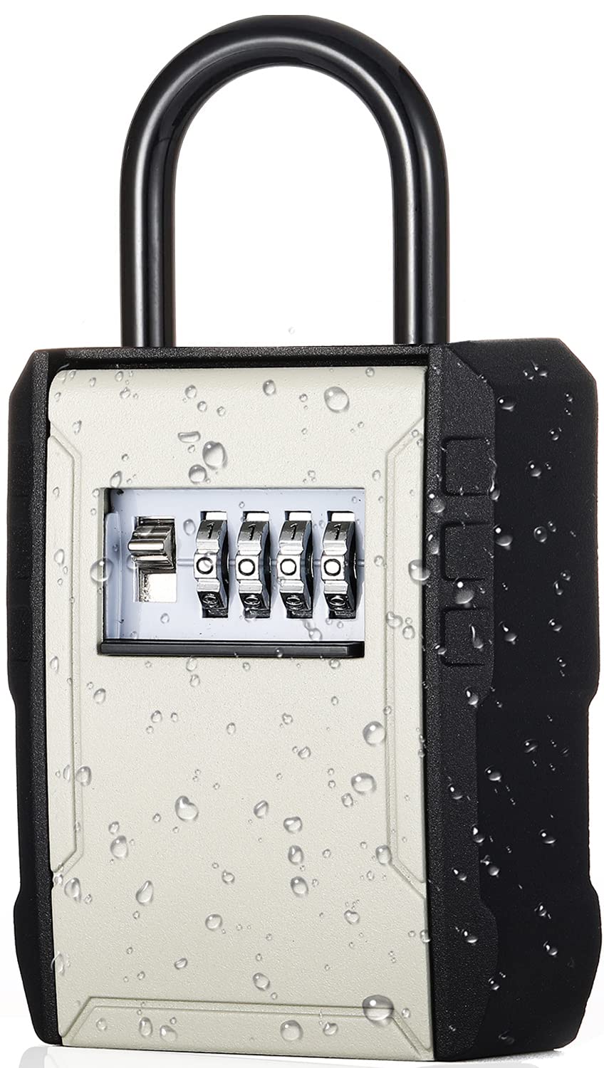 ZHEGE Schlüsseltresor mit Zahlencode Aussen, 4-Stellig Schlüsselbox, Schlüsseltresor mit Bügel, 7 Sc