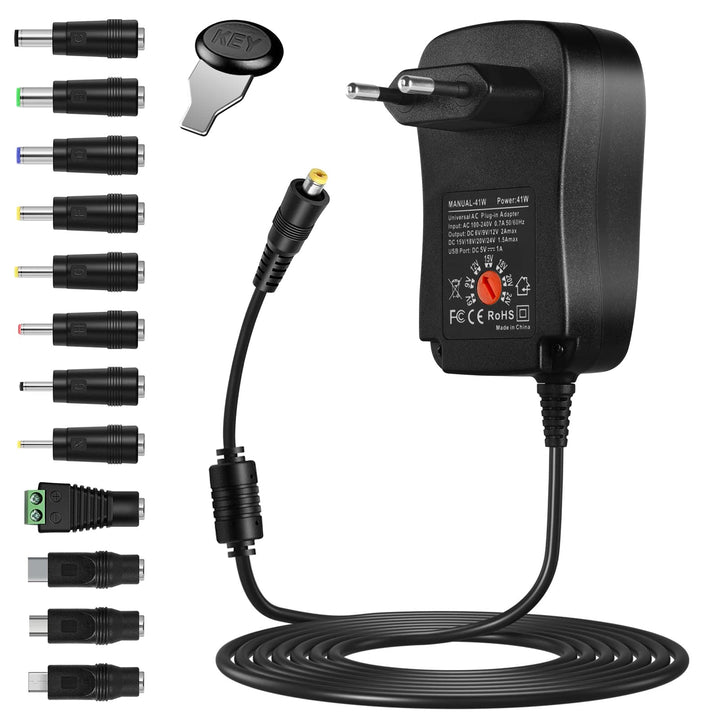 AXFEE Universal AC Adapter 12V 2A Netzteil AC220V zu DC12V, 3000mA Max Leistungstreiber 5,5mm, Multi