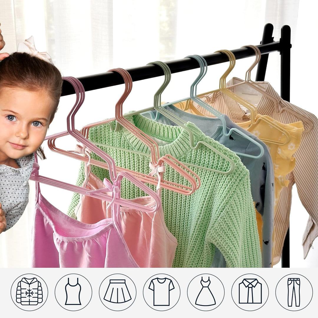 ROW&LINE® – Kinder Kleiderbügel (30 cm) – 20 Stück (Pastell grün) – platzsparende Baby Kleiderbügel