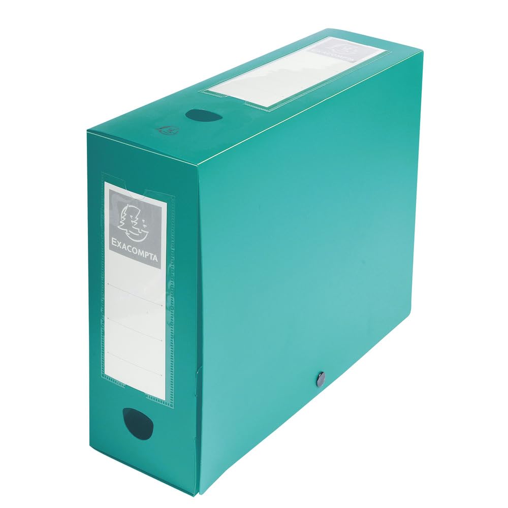 Exacompta 59933E Packung (mit 10 Archivboxen aus PP, mit Druckknopf, Rücken 100mm, DIN A4, mit Rücke