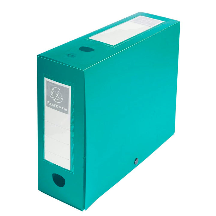 Exacompta 59933E Packung (mit 10 Archivboxen aus PP, mit Druckknopf, Rücken 100mm, DIN A4, mit Rücke