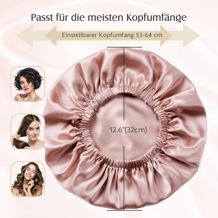 Umisleep Doppellagige 22 Momme 100% Maulbeerseide Schlafmütze für lockiges Haar, Atmungsaktive, Vers