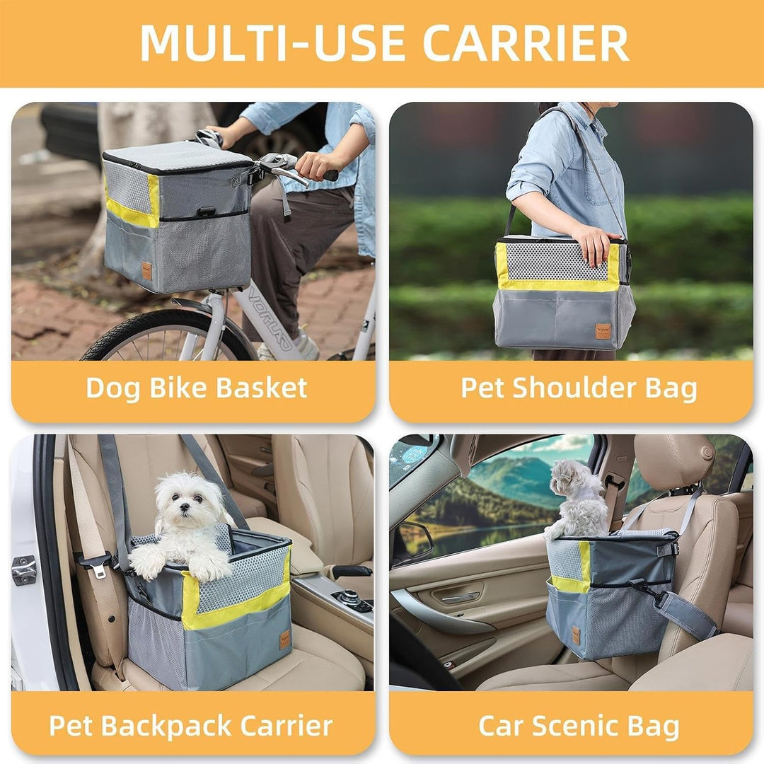 Pet Carrier Fahrradkorb - Wasserdichter Atmungsaktiver Hundetrage - Multi-Pocket Welpenkorb für Pend